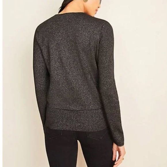 NWT Ann Taylor Shimmer Wrap Long Sleeve, Black Sz M - Picture 7 of 7